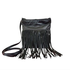 Margot Fringed Bag Black Leather Crossbody Bag